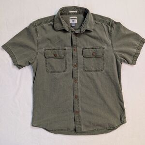 Old Navy Slim Fit Army Green Short Sleeve Button Down Shirt Mens M